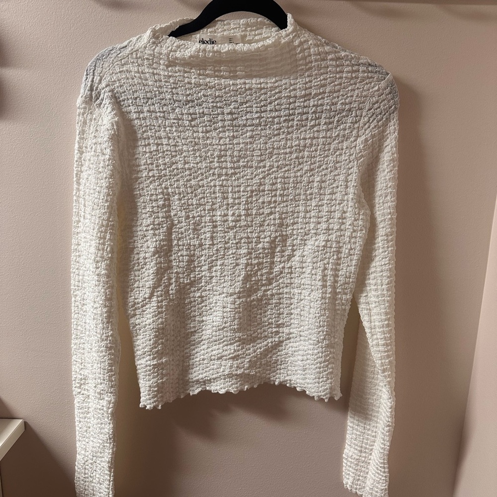 Elodie Textured Long Sleeve Crop Top